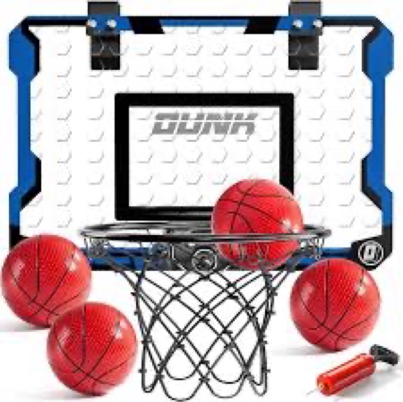 niplooow indoor basketball hoop for kids, over the door mini basketball hoops, mini hoop with 4 ball