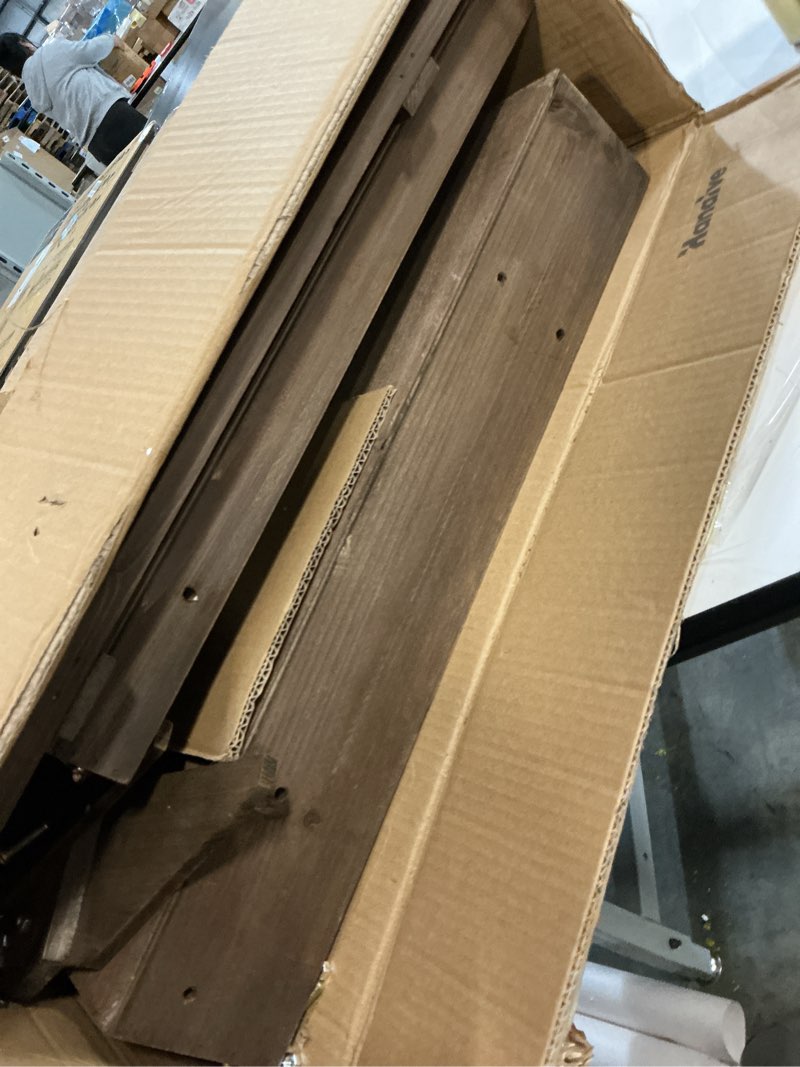 Condition photo showing As Is for Hanaive Flower Cart Display Stand with Wheels for Bridal Shower Baby Shower Party Large Country Market Vintage Wooden 3 Tier Cart for Display Flower Candy Party Crafted Items (Carbonized Color)