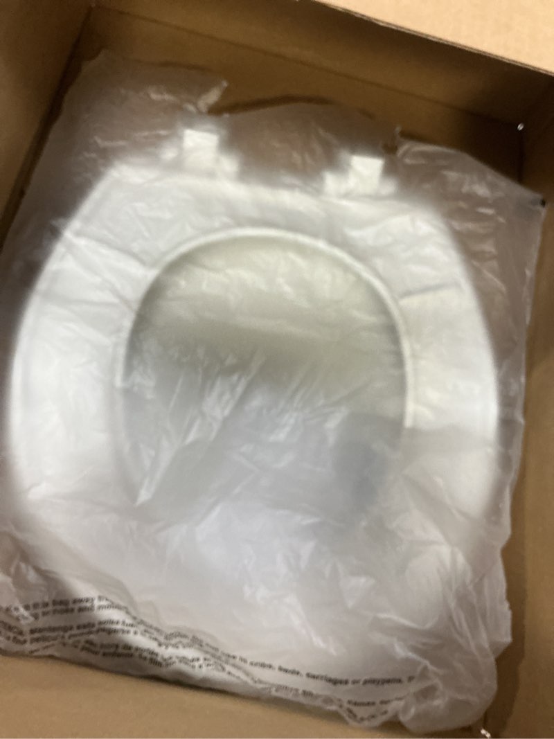 Condition photo showing As Is for Mayfair Caswell Modern Slow Close Toilet Seat, Durable Plastic Seat, Made in USA, Round, White Round 1 Seat