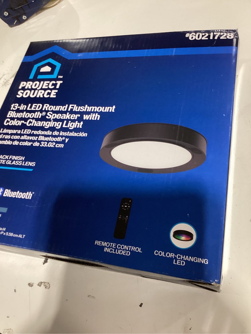 Condition photo showing Good Condition for  project source 13-in black indoor 1 -light smart led multicolor flush mount light metal remote