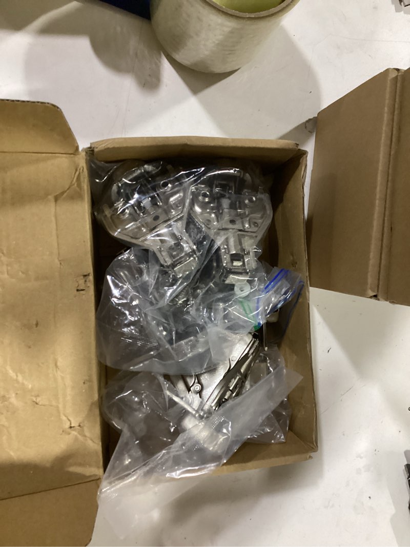 Condition photo showing As Is for **incomplete**furniware 4 pack 2 pair 165 degree lazy susan hinges full overlay concealed for cabinet, cupboard, folded door, combination with screws(regular) 2 165 degree