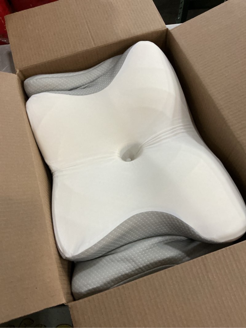 Condition photo showing As Is for ultra pain relief cooling pillow for neck support, adjustable cervical pillow cozy sleeping, odorless ergonomic contour memory foam pillows, orthopedic bed pillow for side back stomach sleeper