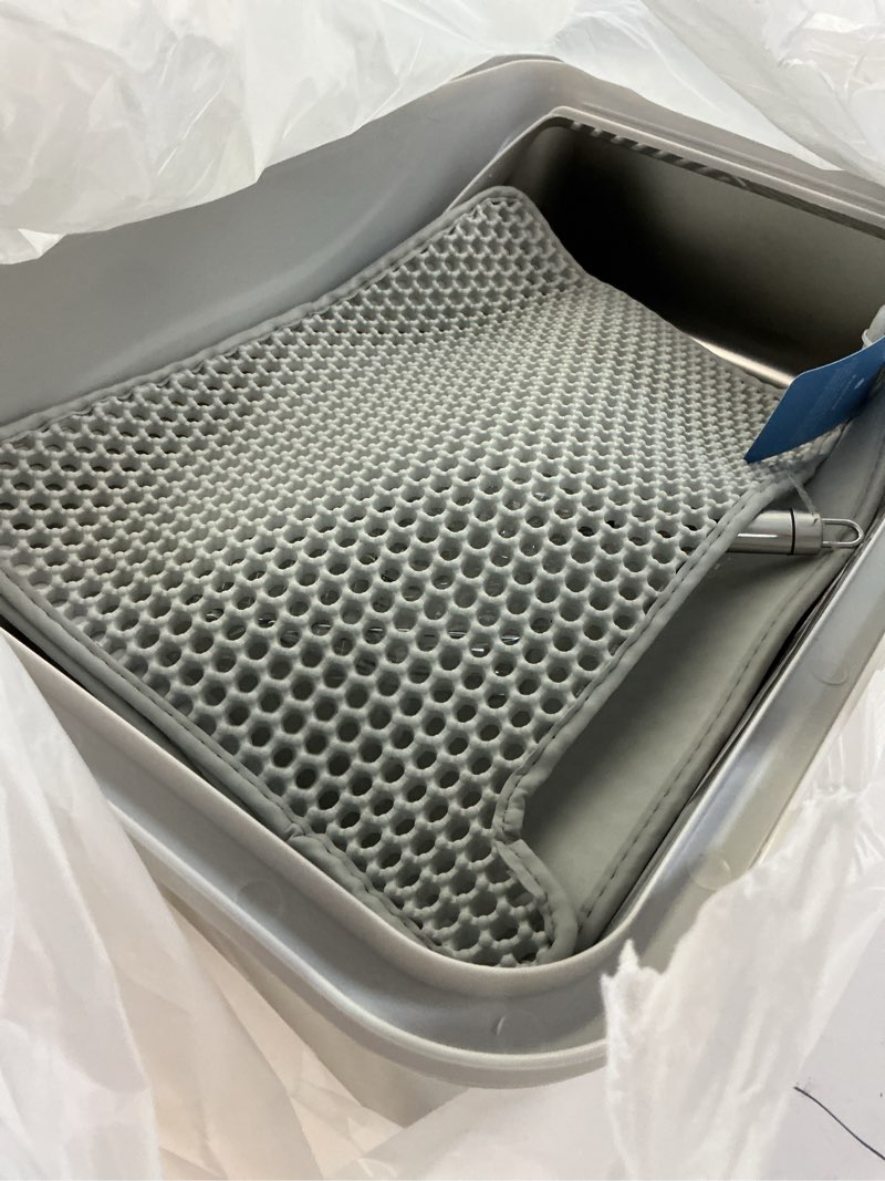 Condition photo showing Good Condition for stainless steel litter box | xl enclosed cat litter boxes with lid for big cats | high sided, anti-urine leakage | non-stick bottom & includes litter mat & metal scoop