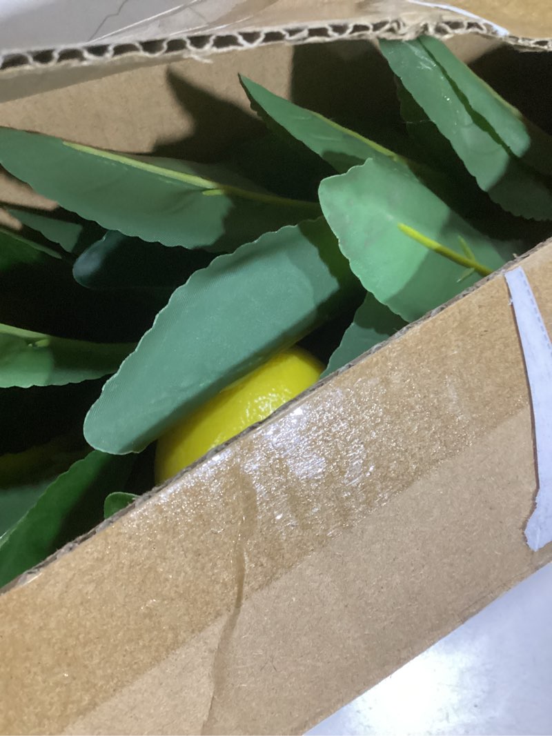 Condition photo showing New/Like New for artificial potted plants 15.7 inches fake lemon tree artificial lemons citrus tree with black pot faux plants indoor for home,office, living room table, desk