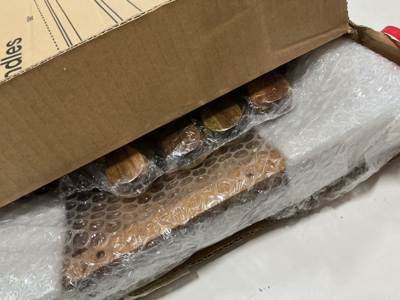 Condition photo showing New/Like New for Acacia 36 Inch Large Charcuterie Boards for Party with Cheese Knife Set of 4 – Acacia Wood Serving Tray with Handles, Long Charcuterie Board, Wooden Cheese Board 36 Inch Acacia