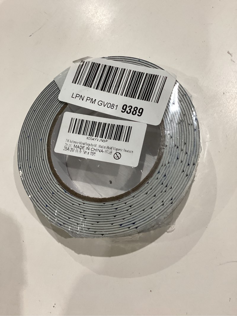 Condition photo showing Good Condition for bendable adhesive metal strip for magnets, (1 inch wide x 15 ft long) flexible white metal tape roll, white ferrous tape stick on wall to hold magnetic products 1in x 15ft
