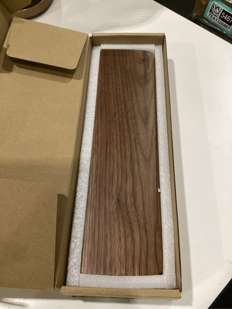 Condition photo showing New/Like New for gk gamakay wooden wrist rest pad, 17.32'' compact ergonomic walnut wood hand wrist rest for 104 keys mechanical keyboard, non-slip palm pad for comfortable typing and playing (for 100%)