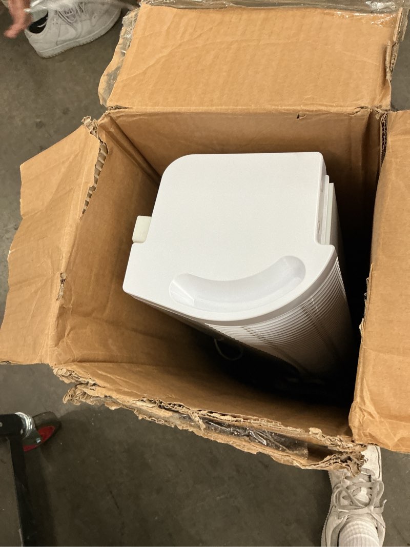 Condition photo showing As Is for Vornado TRANSOM Window Fan with 4 Speeds, Remote Control, Reversible Exhaust Mode, Weather Resistant Case, Whole Room, Ice White White Remote Control Fan