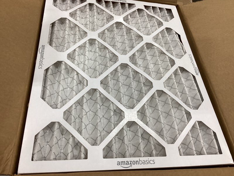 Condition photo showing Good Condition for amazon basics 16x20x1 air filter 6-pack, merv 8 ac furnace filters, allergy control, removes dust, lint and pollen, electrostatic (actual size: 15.75" x 19.75" x 0.75")