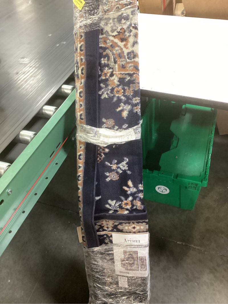 Condition photo showing New/Like New for ariana navy blue/brown 5 ft. x 7 ft. 3-piece medallion area rug set