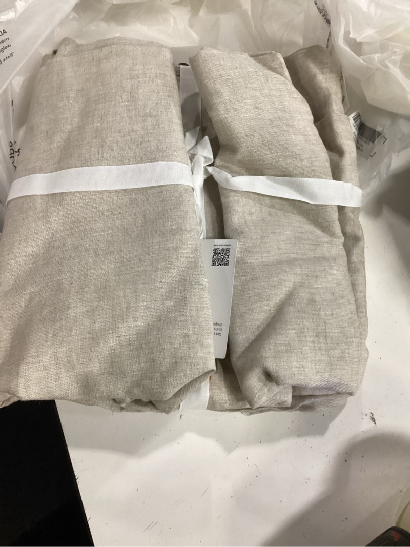 Condition photo showing Good Condition for european linen curtain, 48x108, flax (single panel)