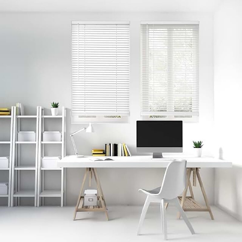 DEZ FURNISHINGS Cordless 1\" Mini Blind with Flexible Slats, 23\" W x 48\" H, Pearl White