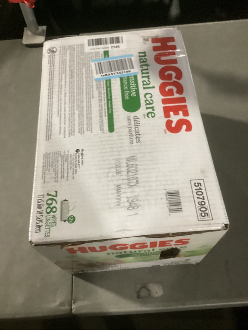Condition photo showing Good Condition for huggies natural care sensitive baby wipes, unscented, hypoallergenic, 99% purified water, 12 flip-top packs (768 wipes total), packaging may vary 64 count (pack of 12)