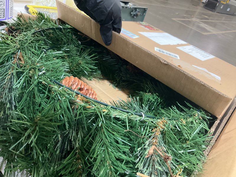 Condition photo showing As Is for National Tree Company 24" Glistening Pine Wreath with LED Lights