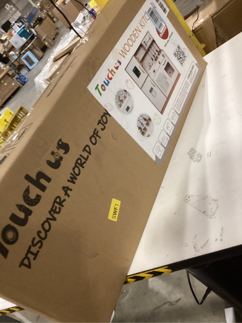 Condition photo showing New/Like New for Wooden Play Kitchen Toy Set with Light, Kids Children Pretend Toy Kitchen Playset, Sink Play Toy Oven with Microwave,Toddler Cooking Set Toy for Ages 3+ Nature Wood