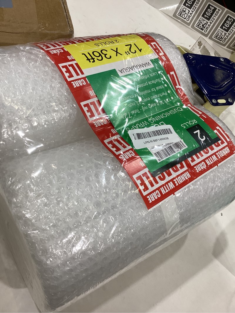 Condition photo showing Good Condition for wanguagua 2 Pack 12 Inch x 72 ft Total Bubble Packing Wrap for Moving Boxes Shipping Cushioning Supplies Perforated Every 12” 12in. x 36ft. / 2 Rolls Clear
