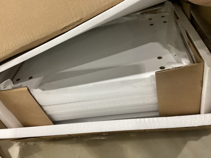 Condition photo showing Good Condition for nightstand with 3 drawers,fluted bedside table with gold frame,25.7" h white night stand,mid century modern side accent table for bedroom,living room white 3drawers