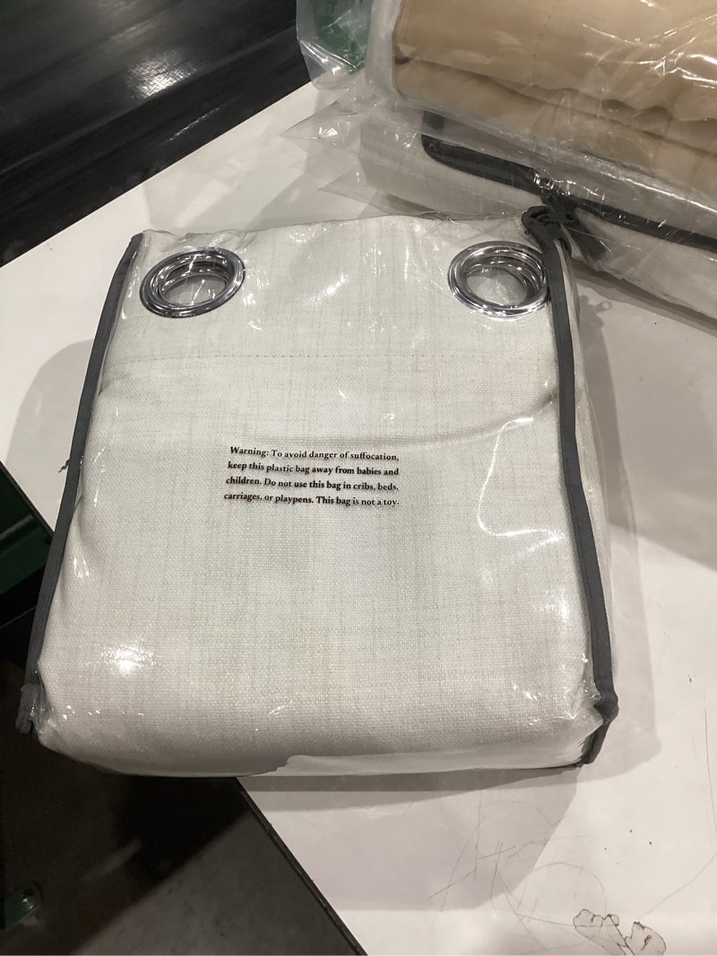 Condition photo showing New/Like New for 100% Blackout Curtains 72 Inch Length 2 Panels Set, Linen Curtains for Living Room, Black Out Thermal Insulated Grommet Drapes Bedroom Luxury Decor Privacy(52W × 72L inch, Natural) Natural 72"W x 52"L (Pack of 2)