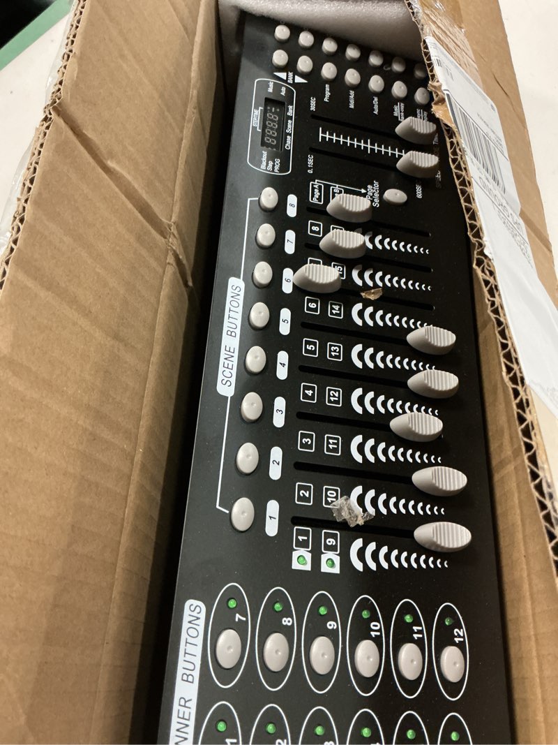 Condition photo showing Good Condition for dmx controller, 192 channel dmx 512 light controller dmx console stage light controller panel use for editing program of stage lighting runing for dj, shows, party, christmas and halloween black
