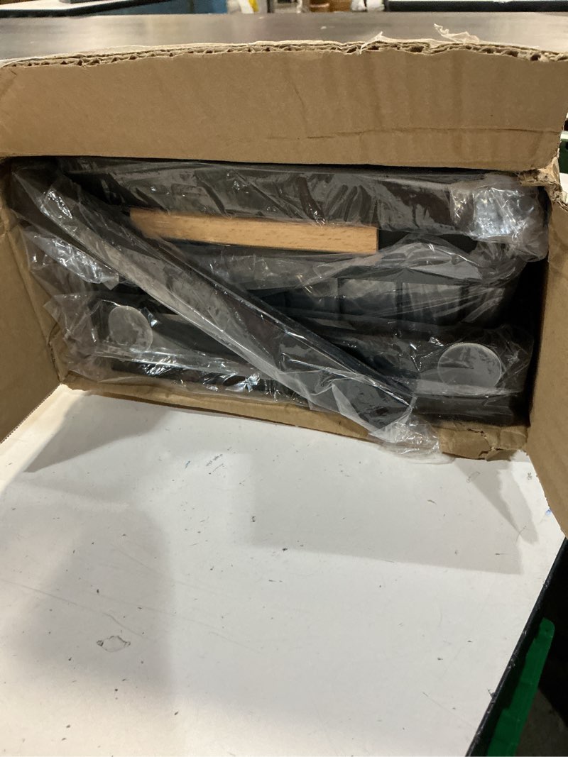 Condition photo showing New/Like New for pxrack under sink organizer, adjustable height, 2-pack 2 tier pull out under cabinet organizer, slide out thickened metal under sink storage for kitchen bathroom laundry pantry cabinet, l, black large black