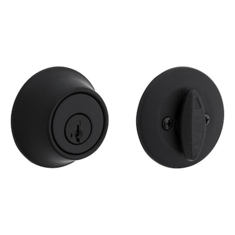 Condition photo showing As Is for kwikset security 660 series matte black single cylinder deadbolt ft. smartkey security