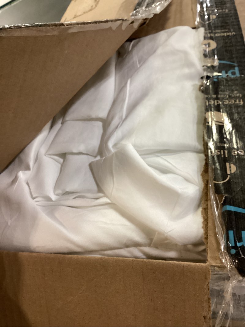 Condition photo showing As Is for CozyLux Twin XL Comforter Set White, 5 Pieces Twin Extra Long Pintuck Bed in A Bag for College Dorm, Pinch Pleat Bedding Set with Comforter, Sheets, Pillowcase & Sham White Twin XL