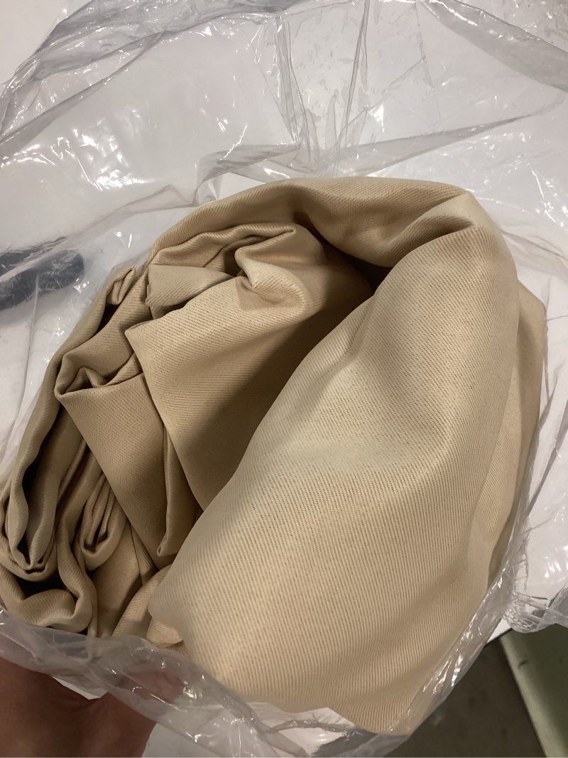 Condition photo showing As Is for nicetown weighted outdoor curtains for patio waterproof 84 inches long 2 panels, windproof drapes top & bottom grommets, thermal insulated blinds keep privacy for yard/porch, biscotti beige, 52" wide biscotti beige 52"w x 84"l (pack of 2)
