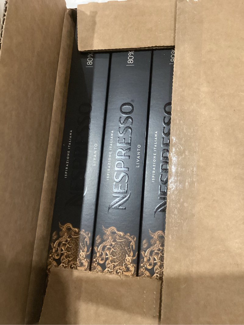 Condition photo showing New/Like New for Nespresso Capsules Original Line, Livanto, Medium Roast Espresso Coffee, 50 Count Coffee Pods Livanto 50 Count (Pack of 1)