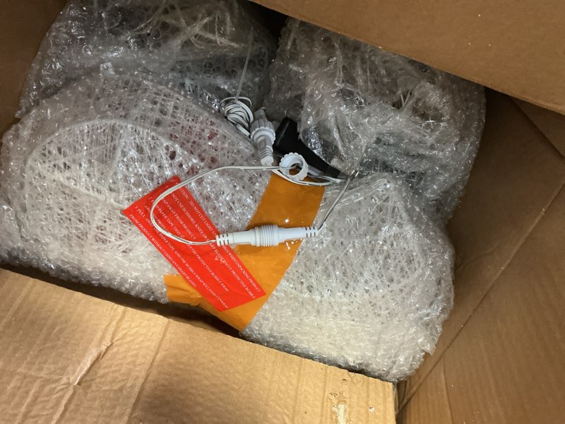 Condition photo showing As Is for Lighted Christmas Decoration Deer 3 Piece, Light up Christmas Decor Reindeer Family Set for Indoor Outdoor Front Yard Porch with LED Lights, Plug, Ground Stakes - White White - 3 Piece