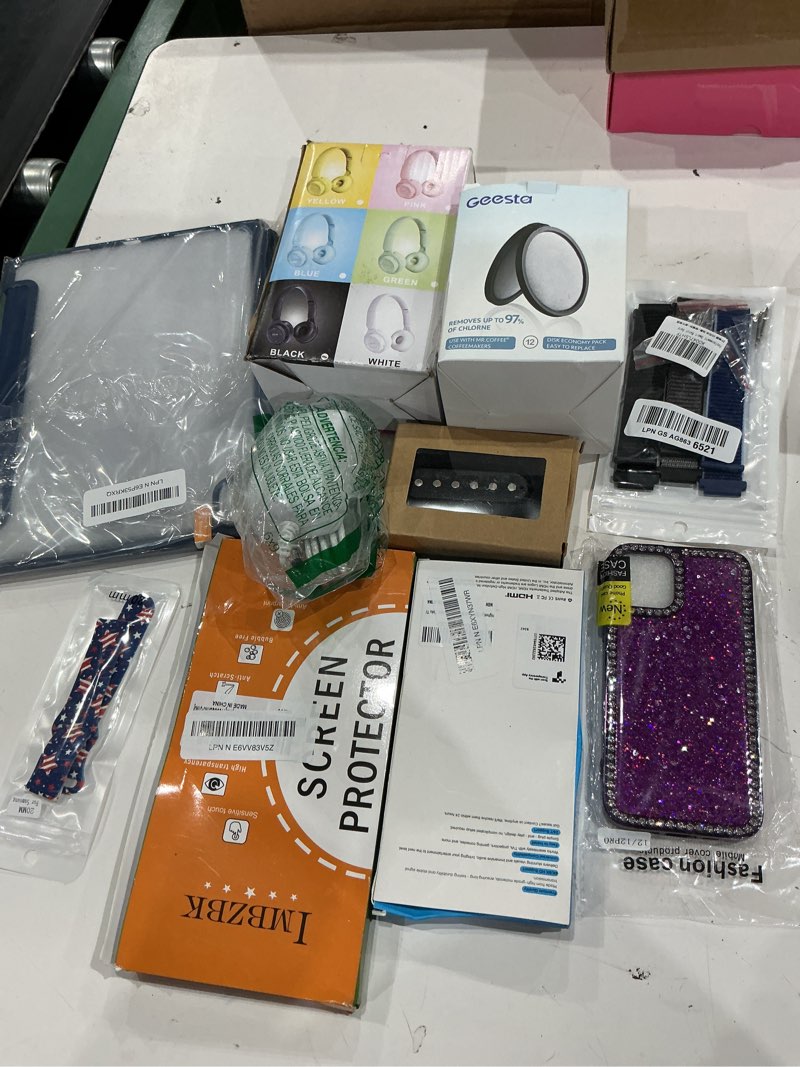 Condition photo showing As Is for assorted lot of electronics (headphones, small gadgets, headsets, etc.) 