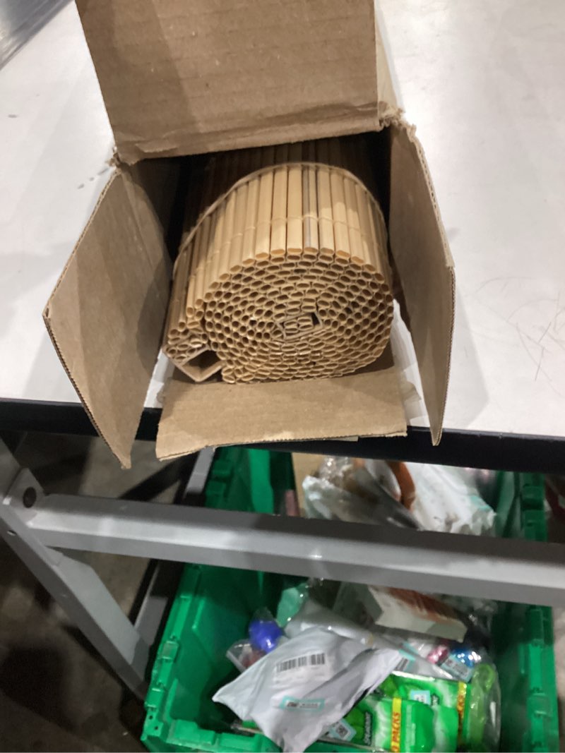 Condition photo showing Good Condition for Radiance - Matchstick Outdoor Roller Shades for Porch or Patio Privacy Screen, Roll-up Bamboo Blinds for Windows, Brown, 48" W x 72" L