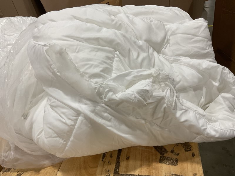 Condition photo showing As Is for utopia bedding king comforter duvet insert, quilted white comforter with corner tabs, box stitched down alternative comforters king size 90 x 102 inches king white