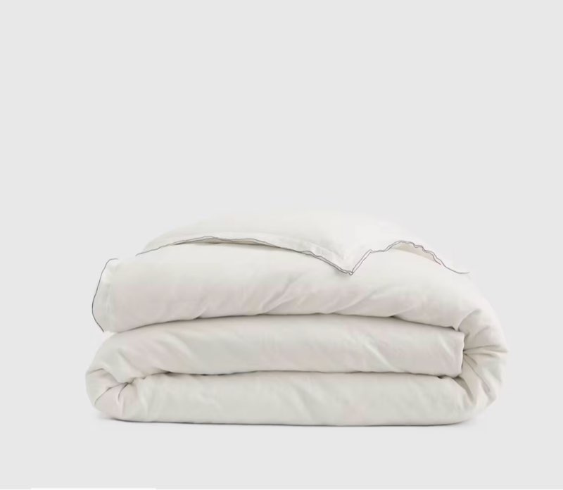 quince european linen double embroidered edge duvet cover king/cal king