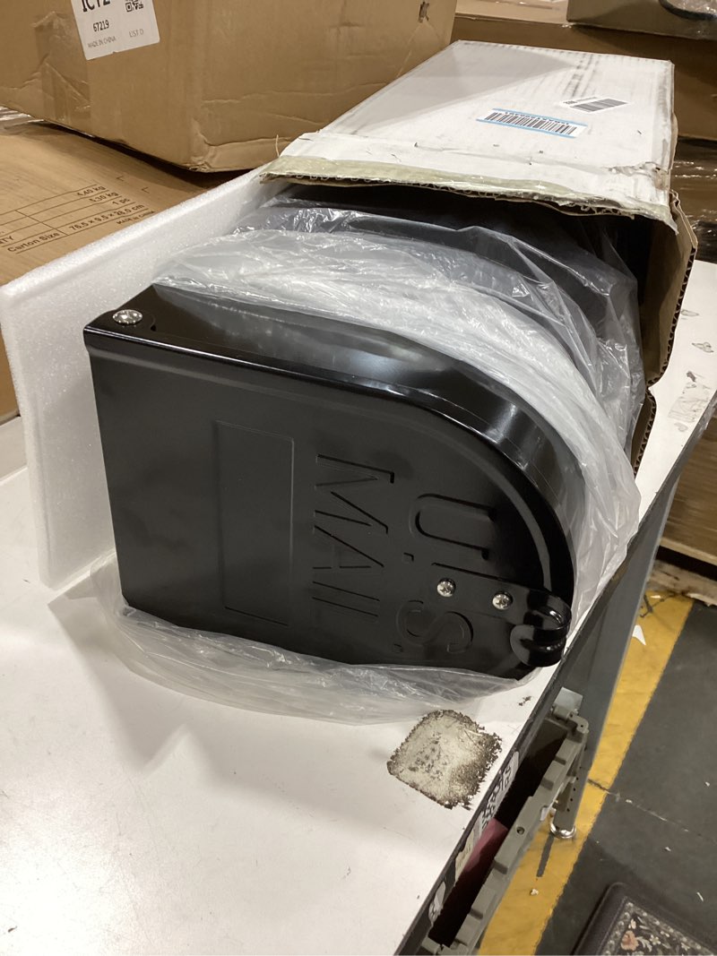 Condition photo showing Good Condition for Black Post-Mount Mailboxes for Outside, RAINHOL Metal Mailbox, Galvanized Steel Outside Mail Boxes, Medium Capacity, 19 x 8.7 x 6.7 Inches Black(grey Flag)