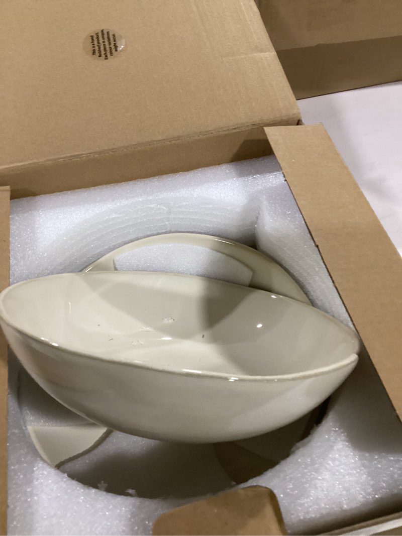 Condition photo showing New/Like New for ** incomplete** (only 5 bowls)amorarc ceramic cereal bowls set of 6, 24 oz handmade stoneware bowls set for cereal soup salad, stylish kitchen bowls for meal, dishwasher & microwave safe, reactive glaze-vanilla set of 6 vanilla white