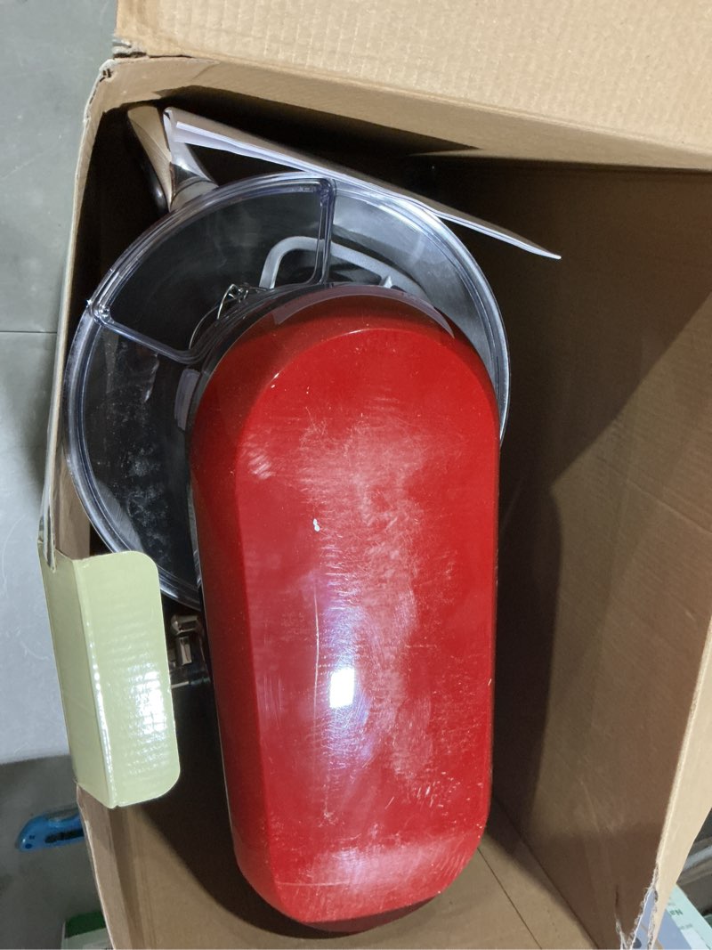 Condition photo showing As Is for vivohome stand mixer, 660w 10 speed 6 quart tilt-head kitchen electric food mixer with beater, dough hook, wire whip and egg separator, red bright red