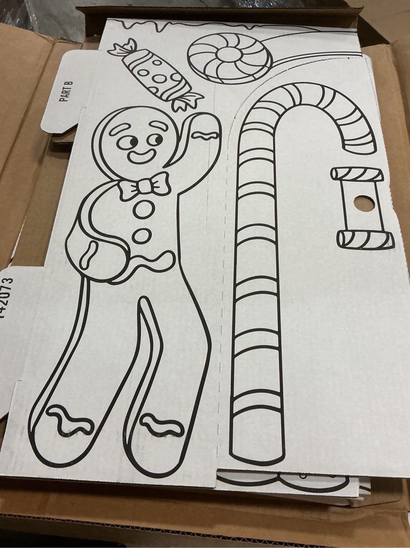 Condition photo showing Good Condition for easy playhouse gingerbread house - kids art & craft for indoor fun, color favorite holiday sweets & winter friends– decorate & personalize a cardboard fort, 32" x 26. 5" x 40. 5"