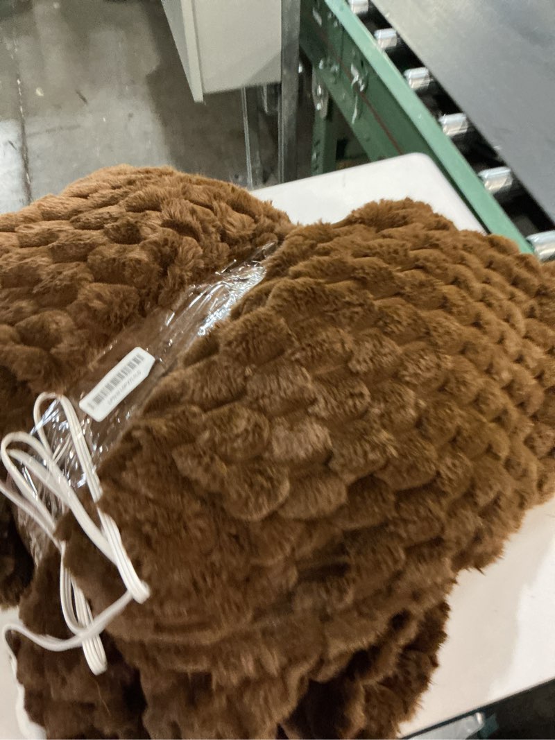 Condition photo showing As Is for Eastsora Heated Blanket Electric Blanket Heating, Dual Control Soft Ribbed Faux Fur Electric Blanket