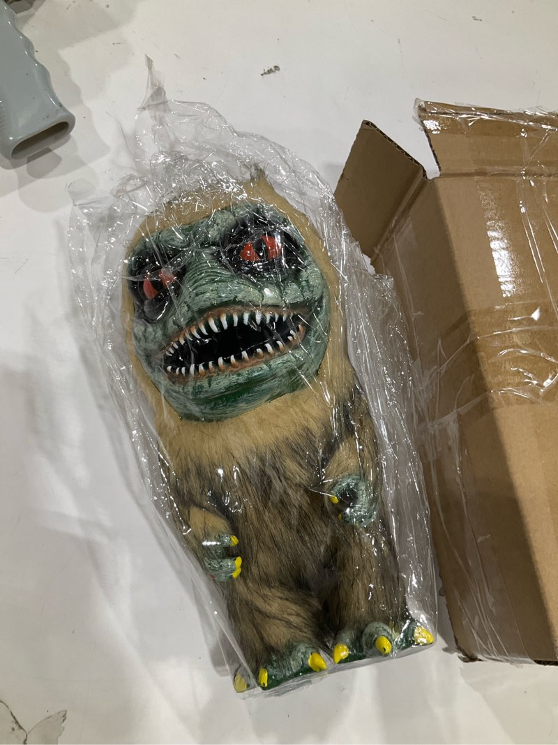 Condition photo showing Good Condition for critters prop doll, space crite plush doll from movie critters collection, creepy doll fugglers funny ugly monsters ?gifts for children green