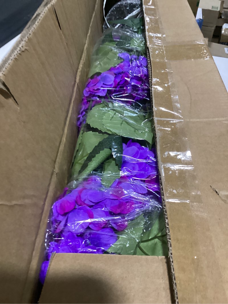 Condition photo showing New/Like New for 2 set artificial hydrangea trees, faux silk hydrangea plant in pot for indoor outdoor decoration, hydrangea topiary for garden office home porch patio decor (2, blueviolet) blueviolet 2