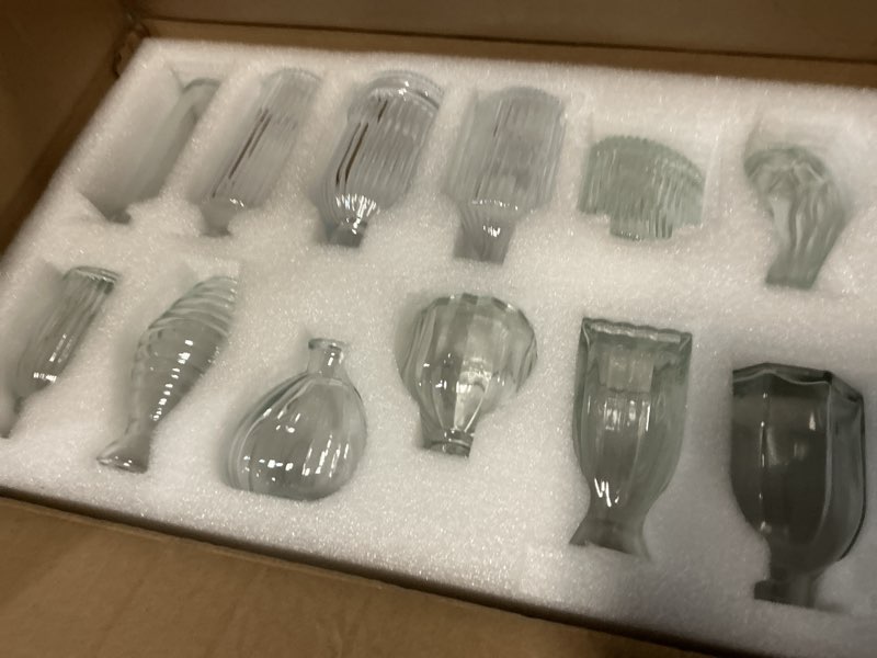Condition photo showing New/Like New for bud vases in bulk 24, small glass vase for centerpieces, vintage vases for decor, mini clear single flower vase bulk for wedding decor rustic decorative christmas vases set home table decorations clear 2 packs