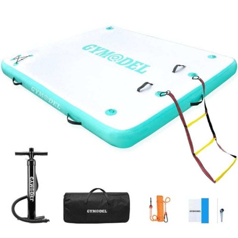 Inflatable Floating Dock, 6/8/10ft Swim Platform Floating Dock for Lakes, Non-Slip Air Dock Platform