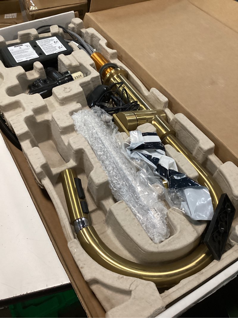 Condition photo showing As Is for wewe drinking water faucet for kitchen sink, gold kitchen water filter faucet stainless steel for reverse osmosis or water filtration system beverage non-air gap ro faucet gold finish gold rustic