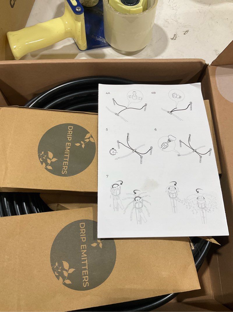 Condition photo showing Good Condition for carpathen drip irrigation system kit - complete premium garden watering system with adjustable sprinkler emitters, 5/16" & 1/4" tubing and fittings - drip line for raised beds, lawn, pots, greenhouse barbed fitting 100 feet