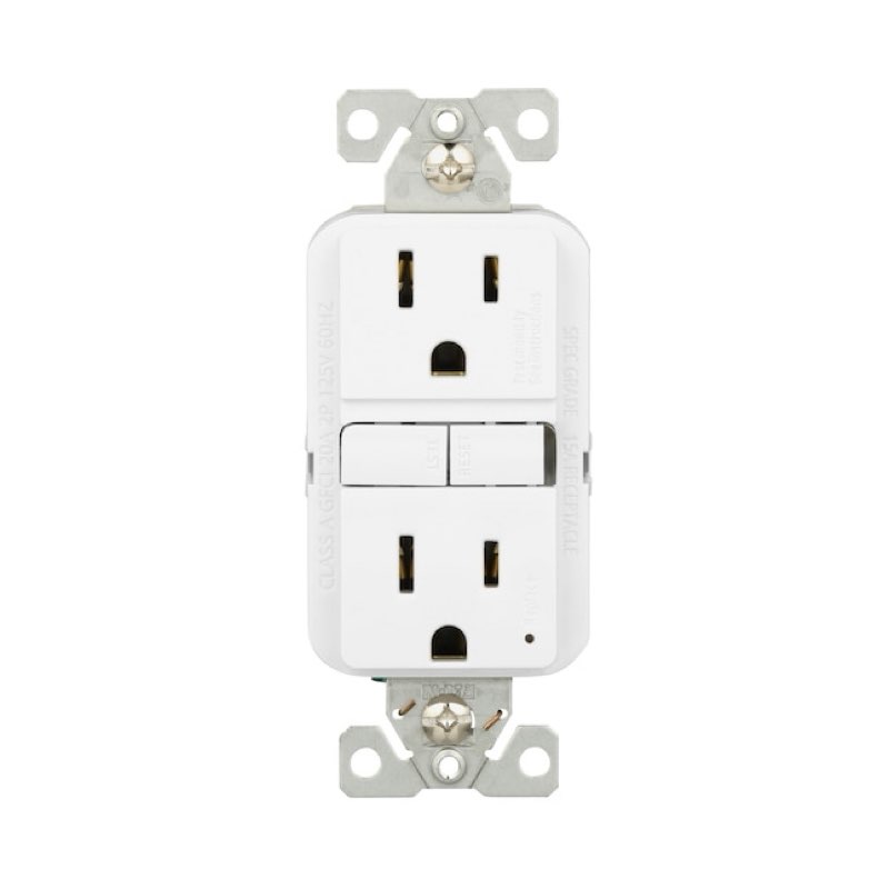 Eaton 15-Amp 125-Volt GFCI Residential Decorator Outlet, White