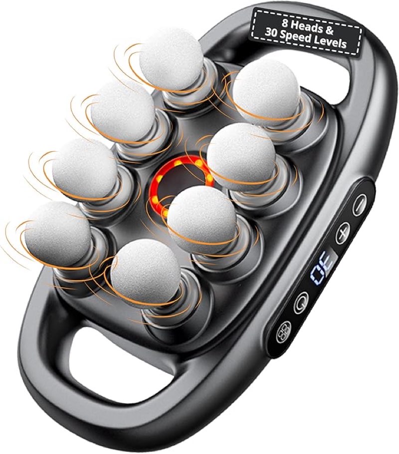 LEVILO 8 Head Massage Gun Deep Tissue for Neck, Shoulder, Back Massager – Massage Gun Deep Tissue for Muscle Recovery – Quiet, Portable & Powerful Full Body Tool – Ideal Gift for Men & Women