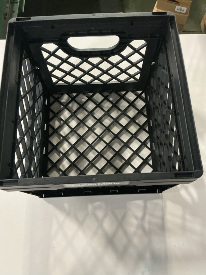 clevermade collapsible milk crate, obsidian, 3pk - 25l (6 gal) stackable storage bins, holds 50lbs p