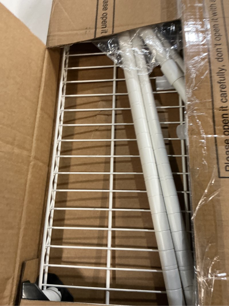 Condition photo showing As Is for ulifhome u16 upgraded washer dryer stacking rack for narrow laundry room and bathroom, metal over washer and dryer storage shelves for saving space, 29.5" w x 23.6" d x 53.1" h, white