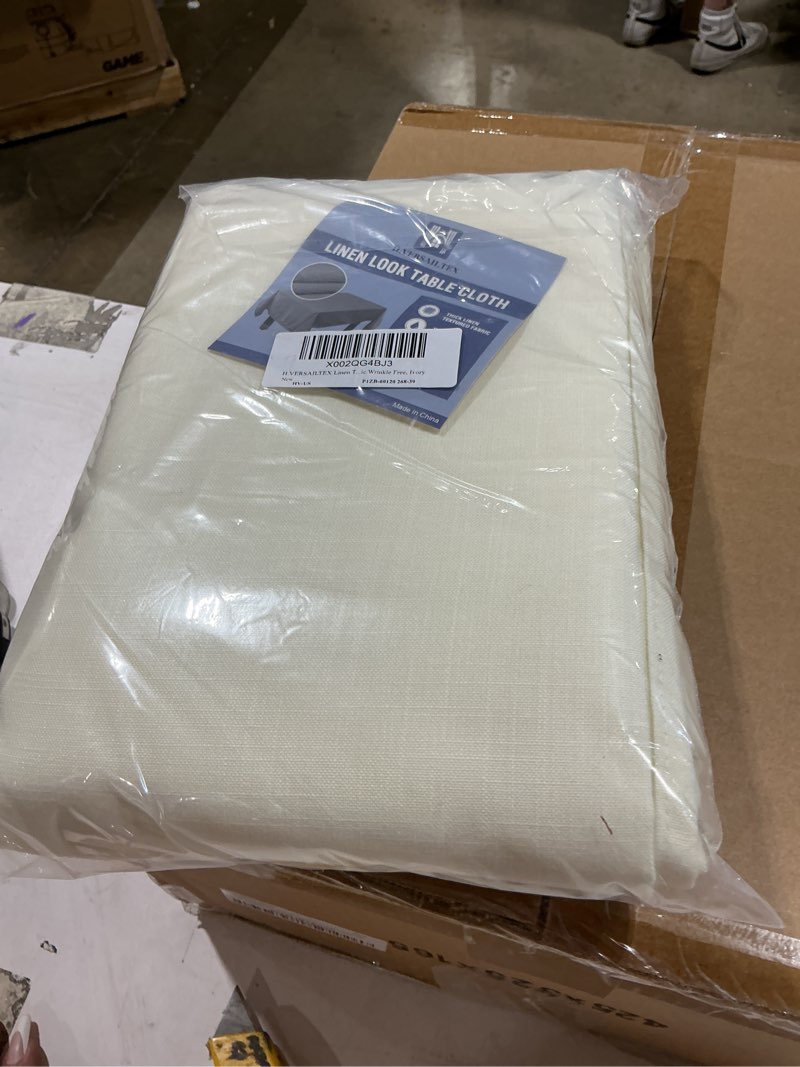 Condition photo showing New/Like New for h.versailtex linen textured table cloths rectangle 60 x 120 inch premium solid tablecloth spill-proof waterproof table cover for dining buffet feature extra soft and thick fabric wrinkle free, ivory 120" x 60" (rectangular) ivory