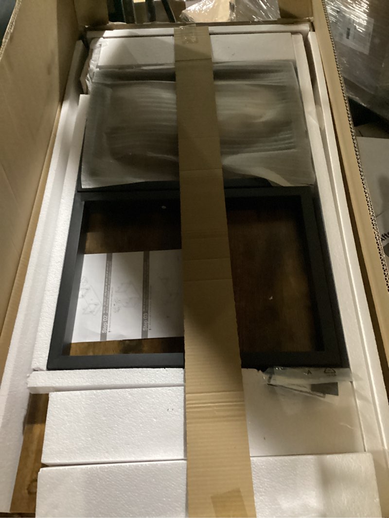 Condition photo showing Good Condition for IBF Rustic Living Room Table, Simple Industrial Rectangle Coffee Table, Modern Minimalist Farmhouse Wooden Center Table, Wood and Metal Vintage Coffee Table for Bedroom Office, Rustic Brown, 47 Inch Rustic Brown 47 inch